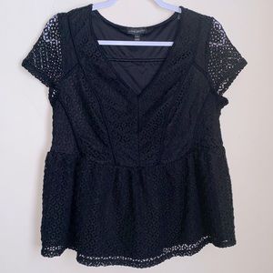 Lane Bryant Lace Black Babydoll Blouse - 14/16